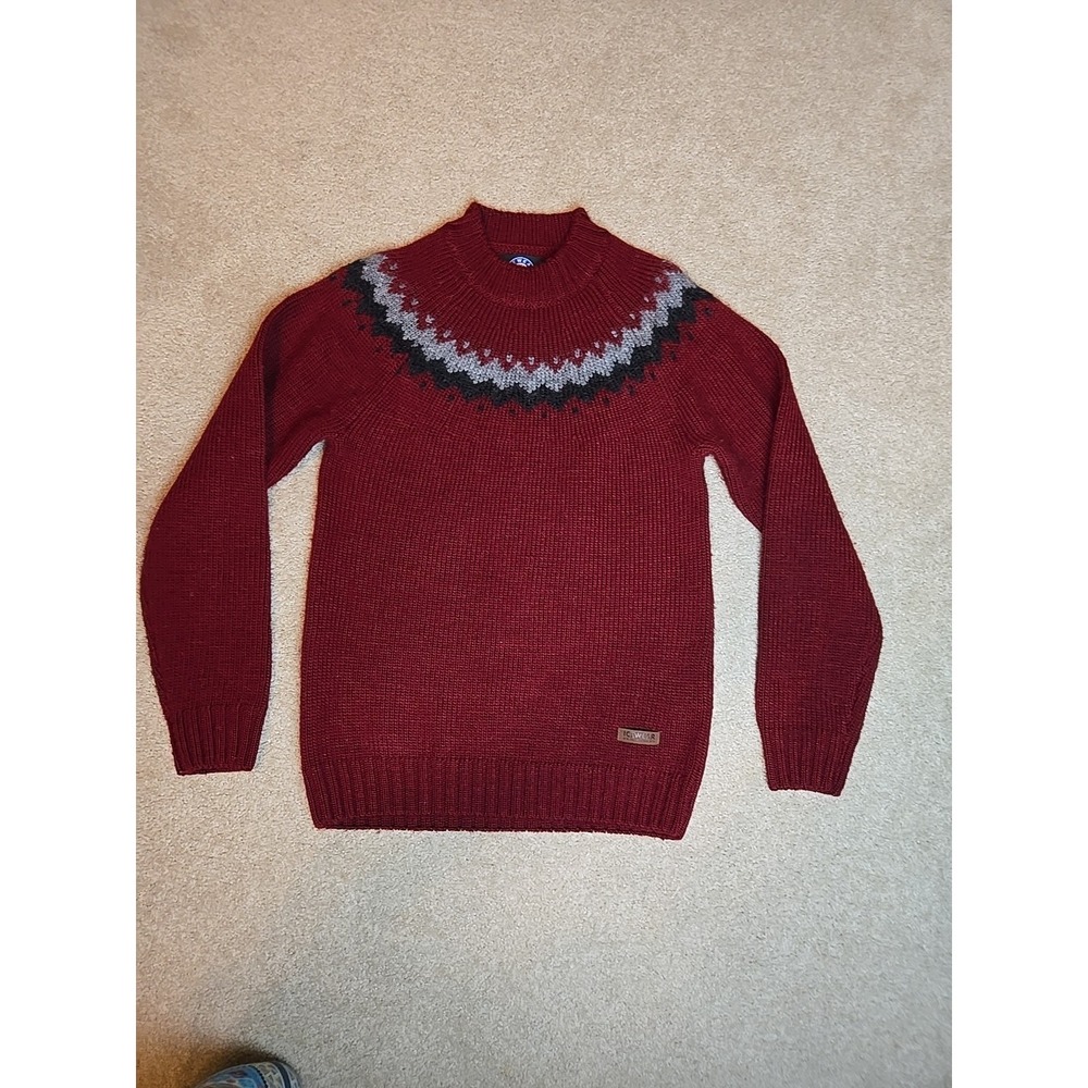 Icewear‎ icelanic wool fair isle sweater women's size XS Dark Red